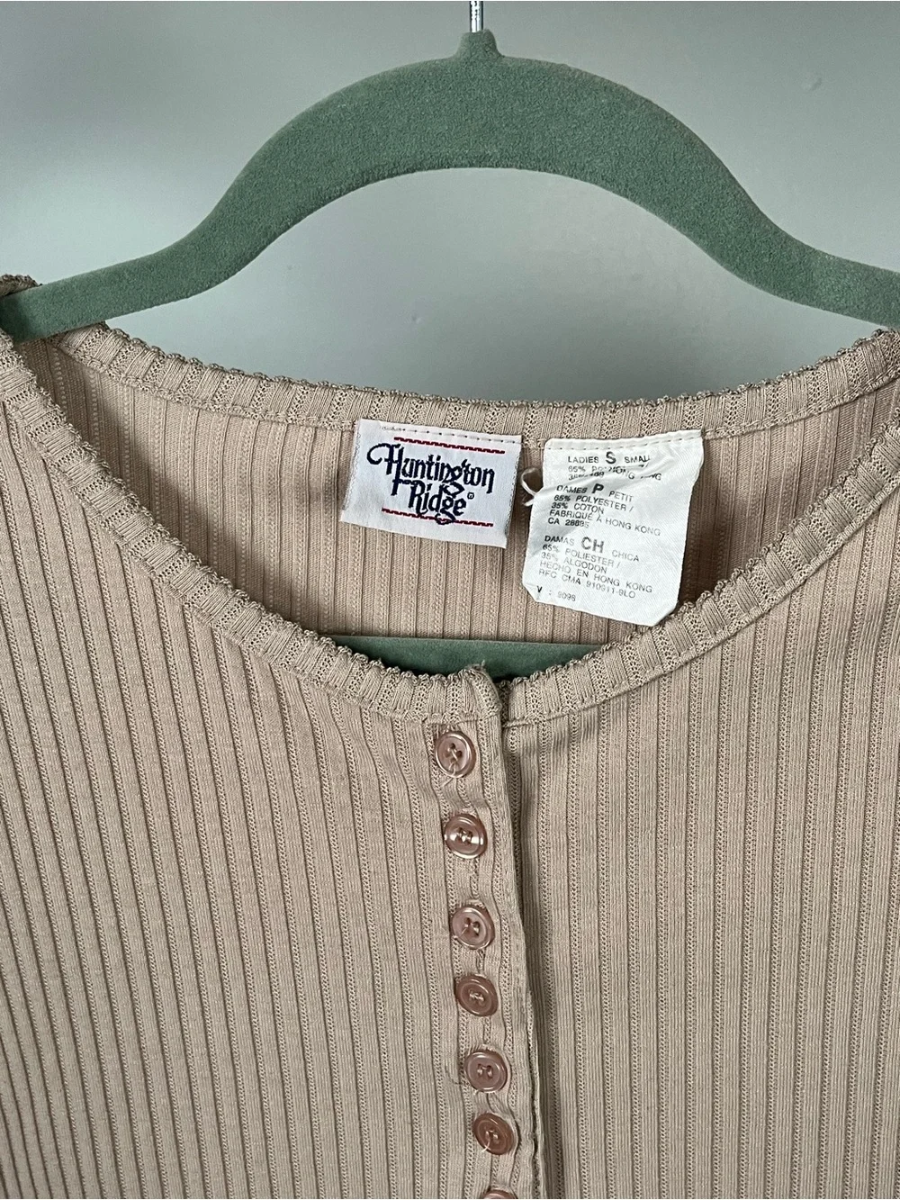 Vintage Huntington Ridge Ribbed Button-Front Tee Size S - Picture 6 of 10
